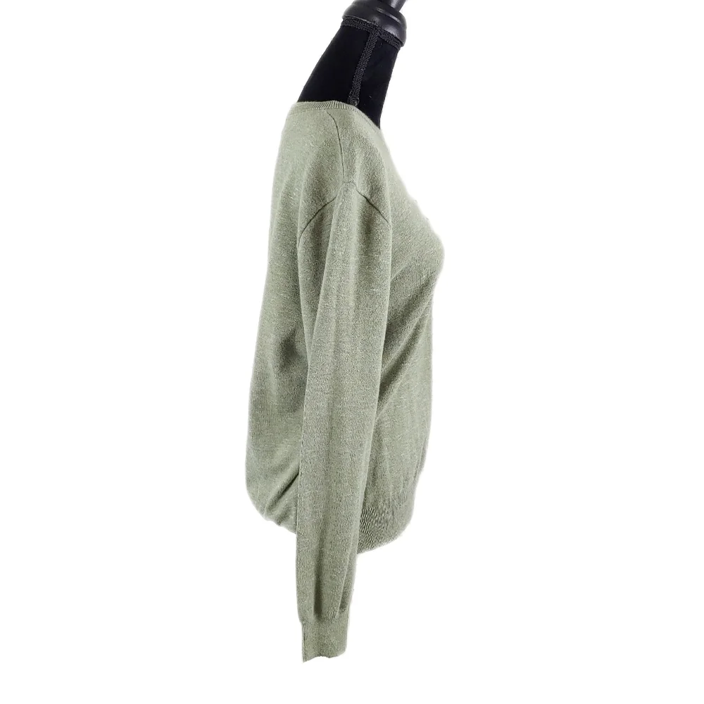 J. Crew Womens M Army Green 100% Cotton Long Sleeve Top - Picture 5 of 7